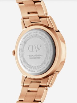 Montre Daniel Wellington femme bracelet link rose gold 28mm dos gravure Maroc