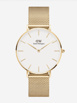 Montre Daniel Wellington Femme Mesh Or 28mm Evergold Maroc cadran blanc minimaliste Evergold