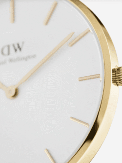 Montre Daniel Wellington femme mesh or 28mm profil ultra-fine 6mm couronne Maroc