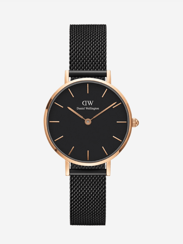 Montre Daniel Wellington femme petite mesh noir cadran noir 28mm Maroc