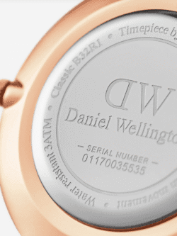 Montre Daniel Wellington femme petite mesh noir dos gravure Maroc