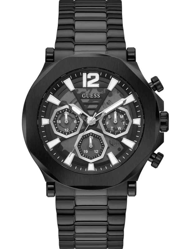 Montre Guess GW0539G3 Maroc cadran noir squelette chronographe multifonction 46mm