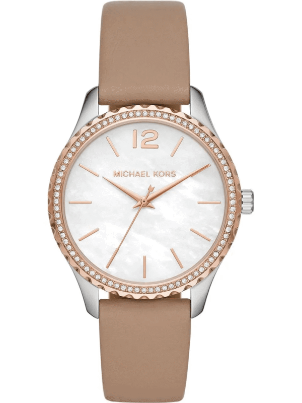 Montre Michael Kors MK2910 Maroc cadran nacre blanche cristaux lunette bicolore 38mm