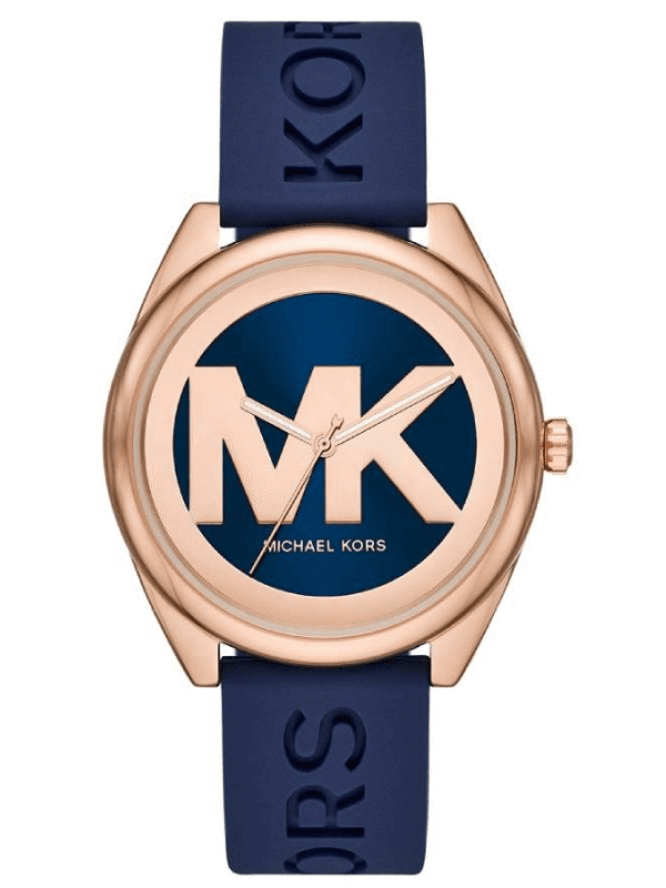 Montre Michael Kors MK7140 Maroc cadran bleu marine logo MK or rose 42mm