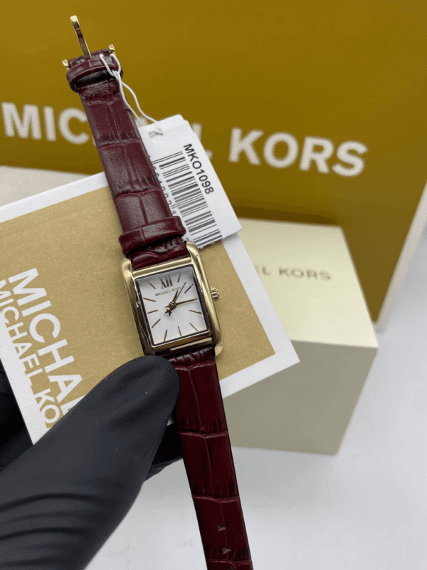Montre Michael Kors MKO1098 Maroc authentique boîte officielle bracelet cuir bordeaux or