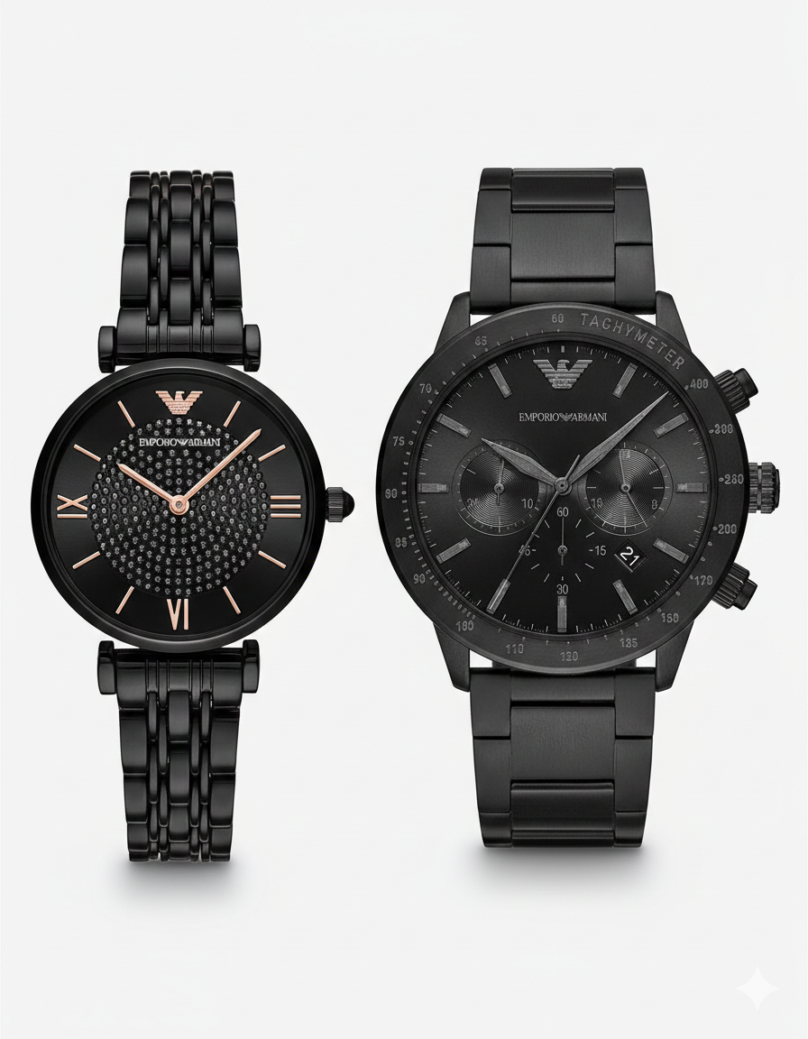 Cadeau-saint-valentin-couple-maroc-pack-montres-armani-noir-luxe Cadeau Saint Valentin couple Maroc pack montres Armani noir luxe