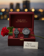Cadeau Saint Valentin couple Maroc pack montres Armani noir luxe