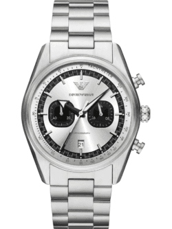 Montre Emporio Armani AR11636 homme chronographe acier argenté cadran sunray