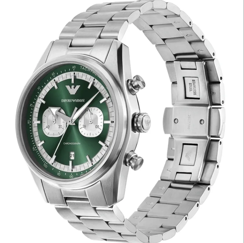 Montre Homme Emporio Armani AR11637 cadran vert émeraude et sous-cadrans argentés pour homme au Maroc.