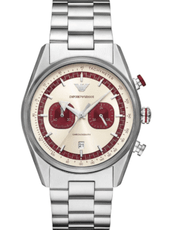 Montre Homme Emporio Armani AR11645 cadran crème et bordeaux style vintage pour homme au Maroc.