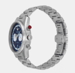 Vue de profil de la Montre Homme Emporio Armani AR11676 montrant le poussoir rouge et le bracelet.