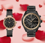 Meilleure idée cadeau Saint Valentin couple : coffret montres noir et or Hugo Boss et Guess.