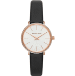 Montre Femme Michael Kors Pyper MK2835 boîtier 32mm or rose et bracelet cuir noir.