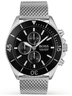 Montre Homme Hugo Boss 1513701 Ocean Edition cadran noir et bracelet maille milanaise.