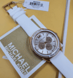 Montre Michael Kors Jessa MK6945 or rose et blanc avec coffret officiel pour femme au Maroc.