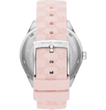 Montre Michael Kors Jessa MK7268 argentée avec bracelet cuir rose gaufré pour femme au Maroc.
