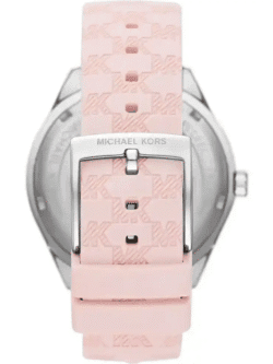 Montre Michael Kors Jessa MK7268 argentée avec bracelet cuir rose gaufré pour femme au Maroc.