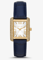 Montre Michael Kors Emery MK2982 blue gold-tone pave crystals rectangular watch for women in Morocco.