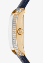 Michael Kors Emery MK2982 gold pave crystal bezel side profile blue strap for women in Morocco.