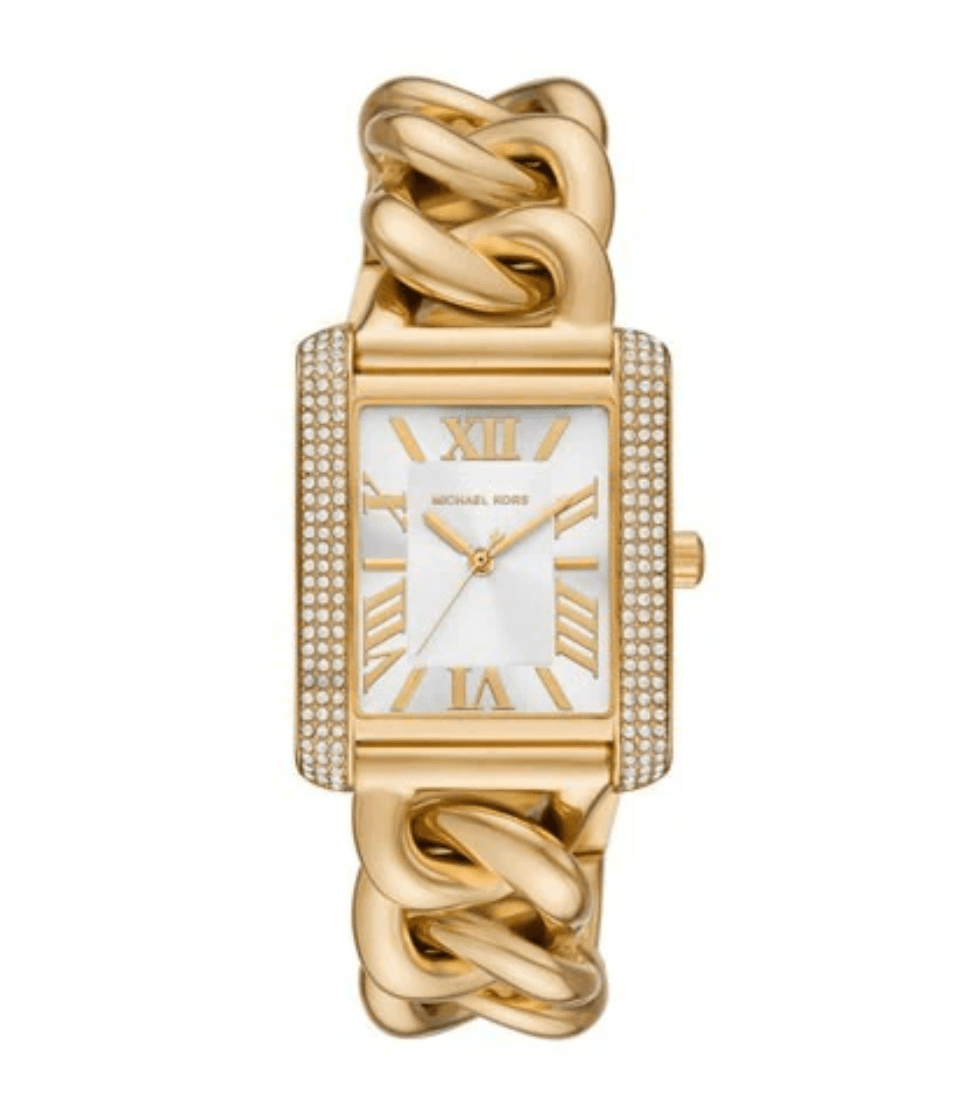 michael-kors-emery-mk7300 Montre Michael Kors Emery MK7300 dorée avec bracelet chaîne pour femme au Maroc.