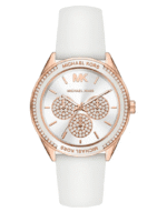 Montre Michael Kors Jessa MK6945 or rose et blanc avec bracelet lisse pour femme au Maroc.