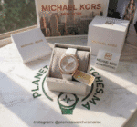 Montre Michael Kors Jessa MK6945 or rose et blanc avec coffret officiel pour femme au Maroc.
