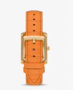 Michael Kors Emery MK2983 orange crocodile embossed leather gold buckle back view for women in Morocco.