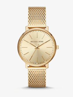 Montre Michael Kors Pyper MK4339 dorée maille milanaise cadran sunray cristaux pour femme au Maroc.