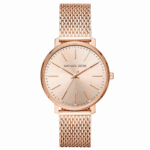 Montre Michael Kors Pyper MK4340 or rose maille milanaise cadran sunray rosé cristaux pour femme au Maroc.