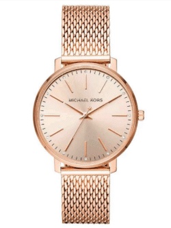 Montre Michael Kors Pyper MK4340 or rose maille milanaise cadran sunray rosé cristaux pour femme au Maroc.