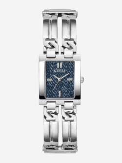 Montre GUESS GW0807L1 argentée avec boîtier rectangulaire 24mm pour femme au Maroc.