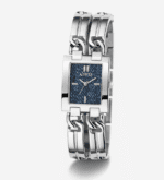 Montre GUESS GW0807L1 argentée avec bracelet chaîne entrelacé pour femme au Maroc.