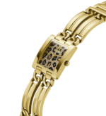 Montre GUESS GW0807L2 dorée avec bracelet chaîne entrelacé pour femme au Maroc.
