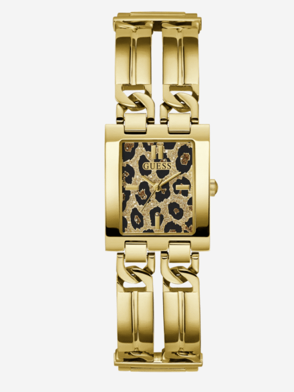 Montre GUESS GW0807L2 dorée avec boîtier rectangulaire 24mm pour femme au Maroc.