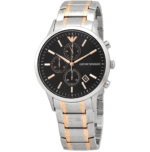 Montre Emporio Armani AR11165 chronographe bicolore cadran noir or rose pour homme au Maroc
