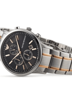 Montre Emporio Armani AR11165 bracelet bicolore argent or rose acier chronographe homme Maroc