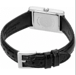 Vue arrière de la montre Emporio Armani AR11623 avec fermoir et bracelet cuir noir.