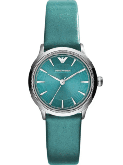 Montre Emporio Armani AR1804 Gianni T-Bar cadran turquoise sunray bracelet cuir pour femme au Maroc.