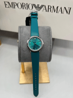 Montre Emporio Armani AR1804 Gianni T-Bar turquoise écrin officiel authentique PlanetaWatches Maroc.
