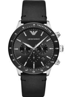 Montre Emporio Armani AR11243 cadran noir face lunette ceramique tachymetre