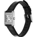 Bracelet en cuir noir de la montre Emporio Armani AR11660 femme.
