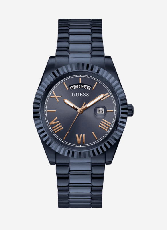 montre guess day date watch gw0265g9 bleu navy vue de face