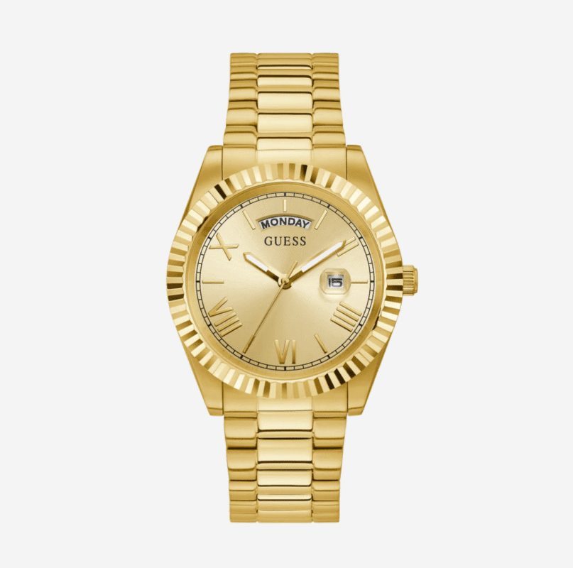 montre guess day date watch gw0265g2 watch gold tone vue de face