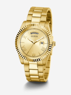 montre guess day date gw0265g2 gold cadran champagne romains
