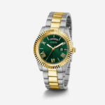 montre guess day date watch gw0265g8 cadran vert two-tone argent or