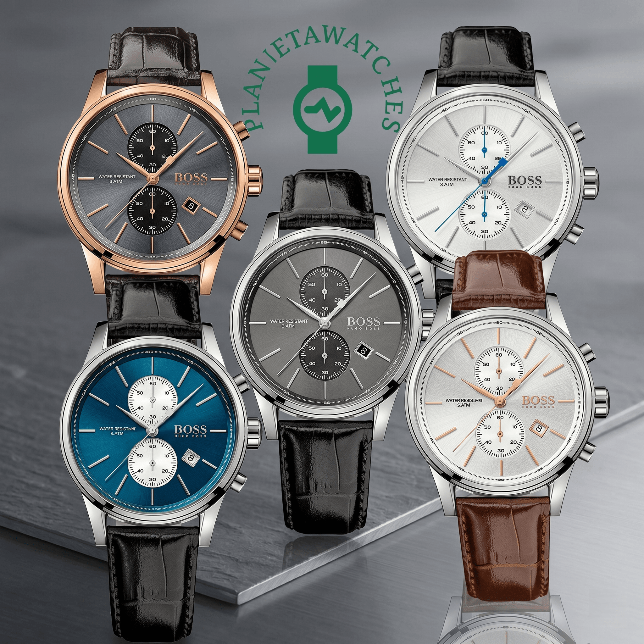 Montre Hugo Boss Jet au Maroc : Prix, Avis et Meilleurs Modèles 2026 Montre Hugo Boss Jet chronographe cuir noir et marron avec cadrans colorés pour homme au Maroc.