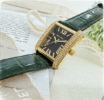 Montre Michael Kors Emery MK4697 bracelet cuir croco vert doré