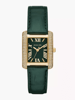 Montre Michael Kors Emery MK4697 boîtier doré cristaux cadran vert