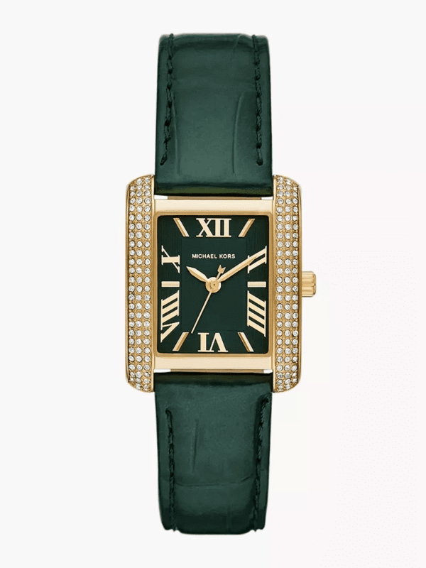 Montre Michael Kors Emery MK4697 boîtier doré cristaux cadran vert