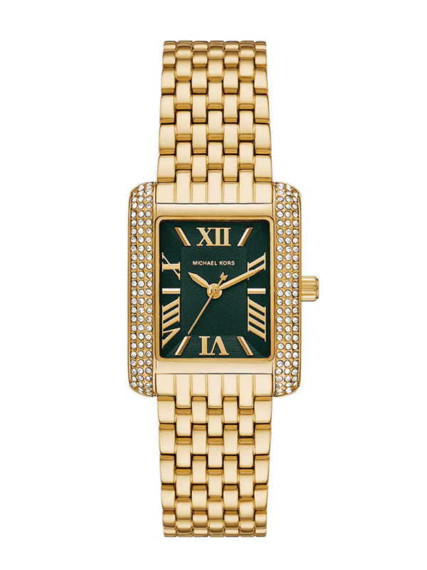 Montre Michael Kors Emery MK4742 femme dorée cadran vert cristaux pavés 27mm